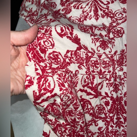 Style & Co Soft Empire Waist V-Neck Red & White Toile Short Sleeved Top, Size L - Picture 8 of 8